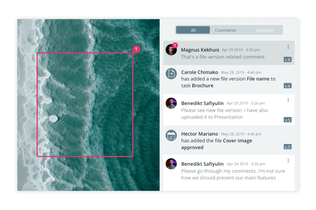 Mit CELUM lassen sich Markierungen und Kommentare punktgenau auf Bildern legen.