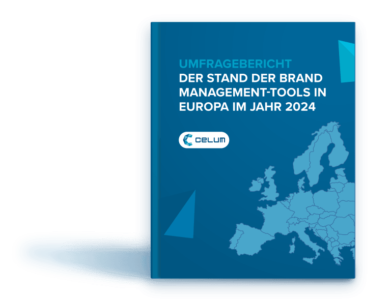 Cover des CELUM Umfrageberichts "Der Stand der Brand Management Tools in Europa im Jahr 2024"