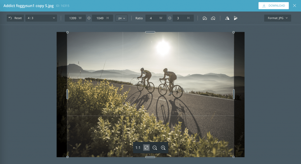 The CELUM image editor offers simple image editing options