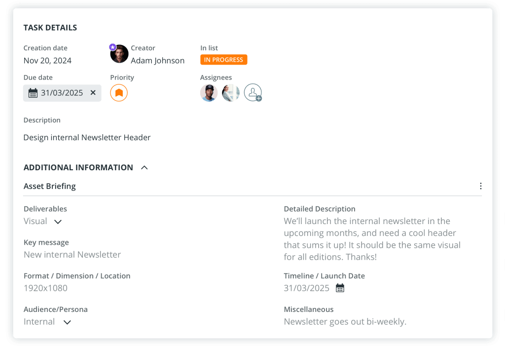 Briefing Forms in CELUM Content Collaboration
